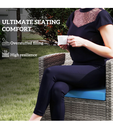 Outsunny 3PCs Rattan Garden Seat Cushions Pads for Patio Furniture Sky Blue