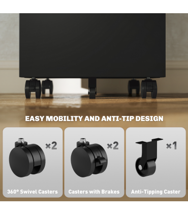 Vinsetto Lockable Mobile Filing Cabinet w/ 3 Drawers 30 x 43.5 x 60 cm Black