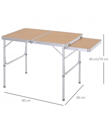 Outsunny 3ft Aluminium Picnic Table w/Side Desktop Outdoor BBQ Party Portable