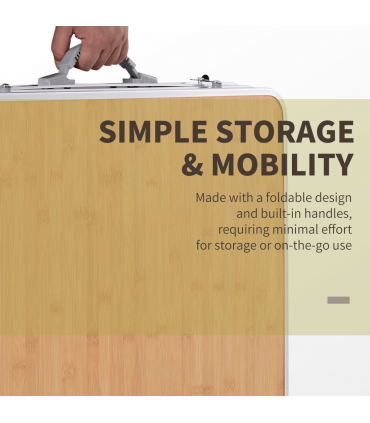 Outsunny 3ft Aluminium Picnic Table w/Side Desktop Outdoor BBQ Party Portable