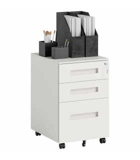 Vinsetto Lockable Mobile Filing Cabinet w/ 3 Drawers 39 x 48 x 60 cm White