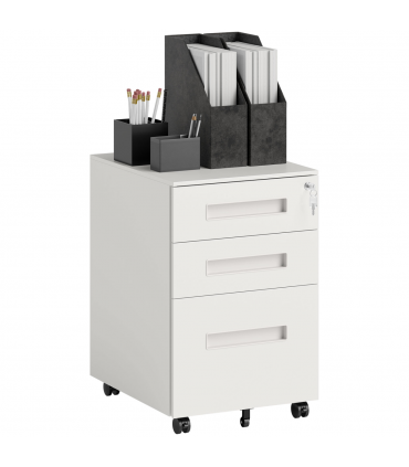 Vinsetto Lockable Mobile Filing Cabinet w/ 3 Drawers 39 x 48 x 60 cm White
