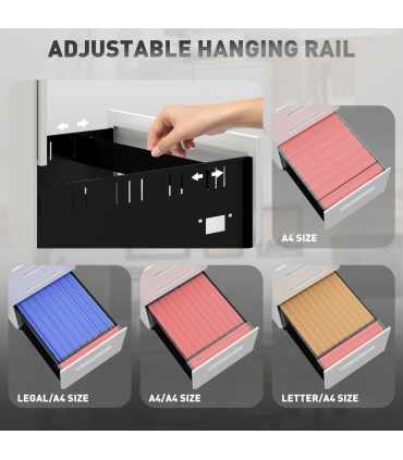 Vinsetto Lockable Mobile Filing Cabinet w/ 3 Drawers 39 x 48 x 60 cm White