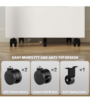 Vinsetto Lockable Mobile Filing Cabinet w/ 3 Drawers 39 x 48 x 60 cm White