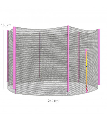 SPORTNOW 8ft Trampoline Net Replacement Safety Net with Zipped Door, Pink