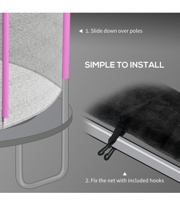 SPORTNOW 8ft Trampoline Net Replacement Safety Net with Zipped Door, Pink