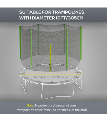 SPORTNOW 10ft Trampoline Net Replacement Safety Net with Zipped Door, Green