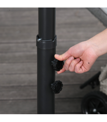 Outsunny 3m Garden Banana Parasol Cantilever Umbrella withCrank& Base, Black