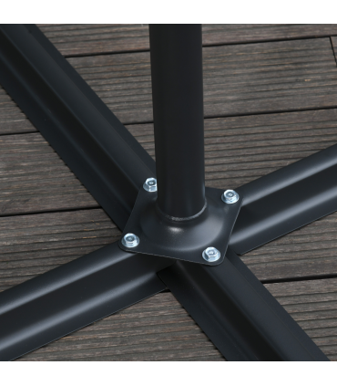 Outsunny 3m Garden Banana Parasol Cantilever Umbrella withCrank& Base, Black