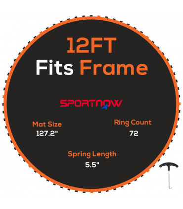 SPORTNOW Trampoline Mat with 72 V-Hooks, for 12ft Trampoline, Orange