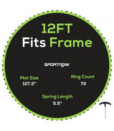 SPORTNOW Trampoline Mat with 72 V-Hooks, for 12ft Trampoline, Green