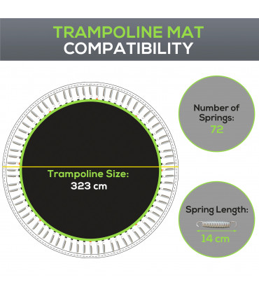 SPORTNOW Trampoline Mat with 72 V-Hooks, for 12ft Trampoline, Green