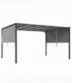 Outsunny 3m x 4m utdoor Garden Pergola with LED Lights Retractable Roof Grey