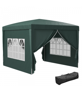 Outsunny 3mx3m Pop Up Gazebo Party Tent Canopy Marquee with Storage Bag Green