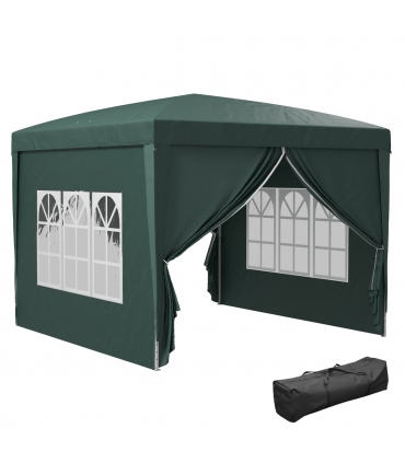Outsunny 3mx3m Pop Up Gazebo Party Tent Canopy Marquee with Storage Bag Green