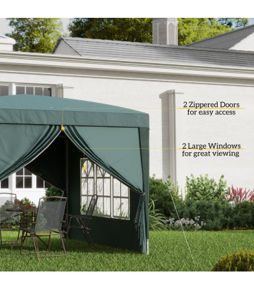Outsunny 3mx3m Pop Up Gazebo Party Tent Canopy Marquee with Storage Bag Green