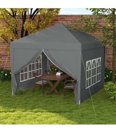 Outsunny 3mx3m Pop Up Gazebo Party Tent Canopy Marquee with Storage Bag Grey