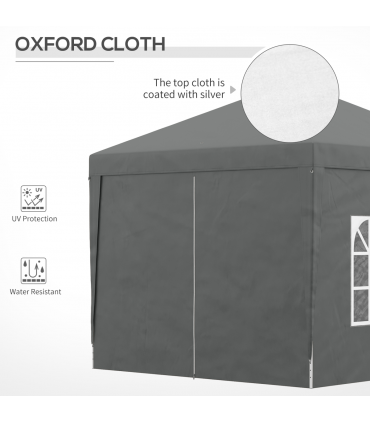 Outsunny 3mx3m Pop Up Gazebo Party Tent Canopy Marquee with Storage Bag Grey