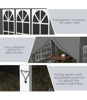 Outsunny 3mx3m Pop Up Gazebo Party Tent Canopy Marquee with Storage Bag Grey