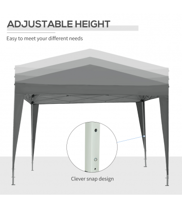 Outsunny 3mx3m Pop Up Gazebo Party Tent Canopy Marquee with Storage Bag Grey