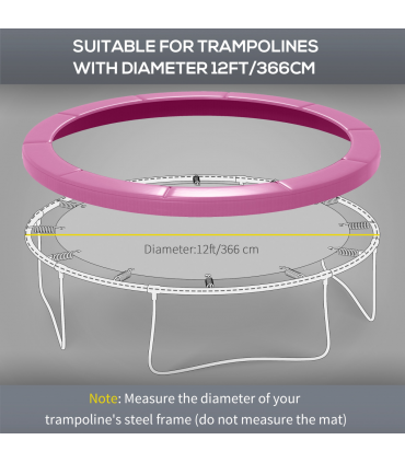 SPORTNOW 12FT Trampoline Pad Spring Cover, Waterproof, Pink
