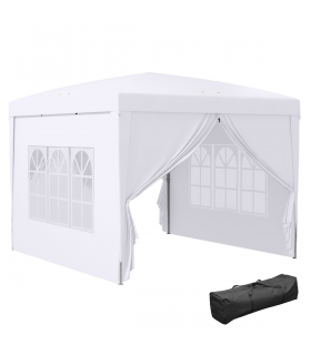 Outsunny 3mx3m Pop Up Gazebo Party Tent Canopy Marquee with Storage Bag White