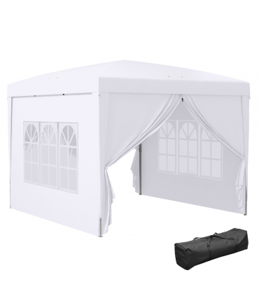 Outsunny 3mx3m Pop Up Gazebo Party Tent Canopy Marquee with Storage Bag White