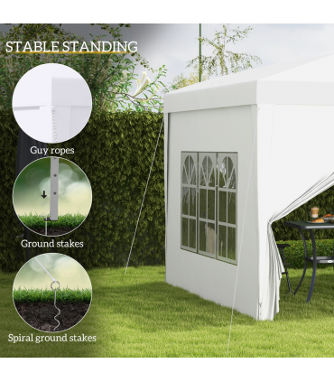 Outsunny 3mx3m Pop Up Gazebo Party Tent Canopy Marquee with Storage Bag White