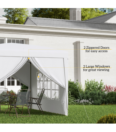 Outsunny 3mx3m Pop Up Gazebo Party Tent Canopy Marquee with Storage Bag White