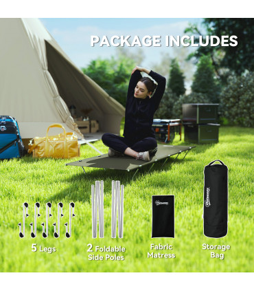 Outsunny Lightweight Camping Cot Portable Compact Sleeping Bed w/ Carry Bag