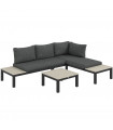 Outsunny 3pcs Garden Sectional Sofa Side Table Furniture Set w/ Cushion