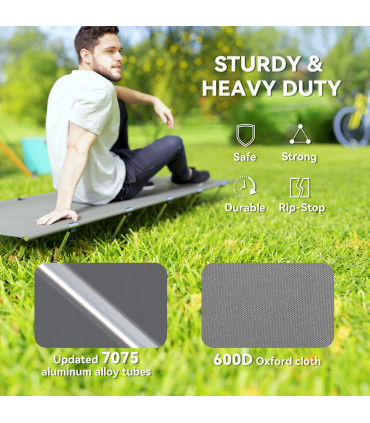 Outsunny Lightweight Camping Cot Portable Compact Sleeping Bed w/ Carry Bag