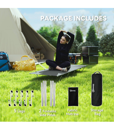 Outsunny Lightweight Camping Cot Portable Compact Sleeping Bed w/ Carry Bag