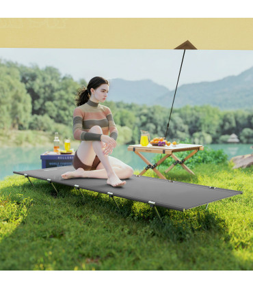 Outsunny Lightweight Camping Cot Portable Compact Sleeping Bed w/ Carry Bag