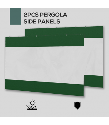 Outsunny 3x2m Side Panels with Large Window, for 3(m) Long Pergola, Green