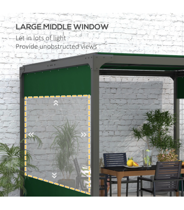 Outsunny 3x2m Side Panels with Large Window, for 3(m) Long Pergola, Green