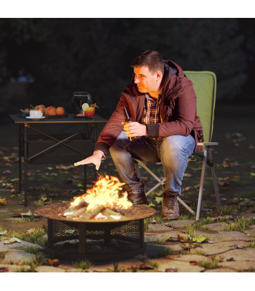 Outsunny Padded Camp Chair Outdoor High Back Folding Recliner with Bag Green