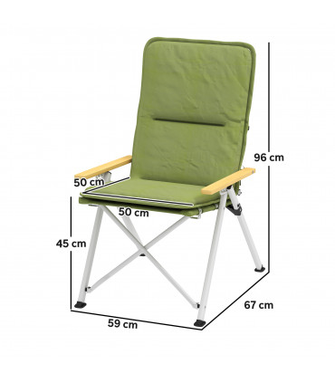 Outsunny Padded Camp Chair Outdoor High Back Folding Recliner with Bag Green