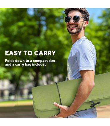 Outsunny Padded Camp Chair Outdoor High Back Folding Recliner with Bag Green