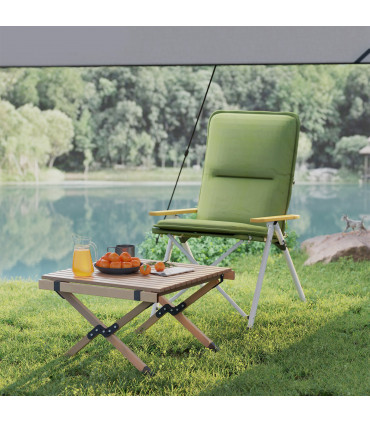 Outsunny Padded Camp Chair Outdoor High Back Folding Recliner with Bag Green