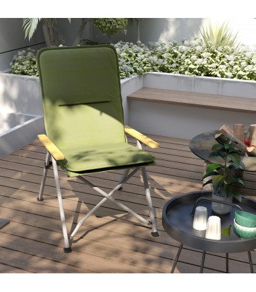 Outsunny Padded Camp Chair Outdoor High Back Folding Recliner with Bag Green