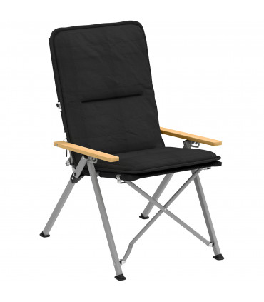 Outsunny Padded Camp Chair Outdoor High Back Folding Recliner with Bag Black