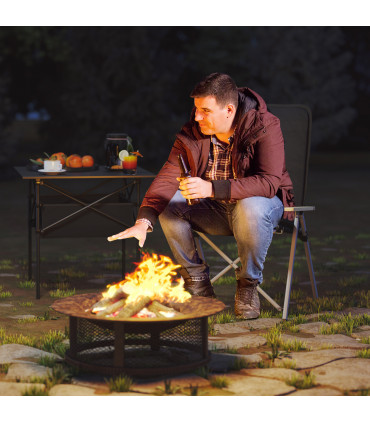 Outsunny Padded Camp Chair Outdoor High Back Folding Recliner with Bag Black