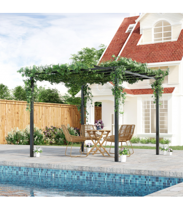 Outsunny 3x3 m Metal Pergola, 300Lx300Wx230H cm-Black