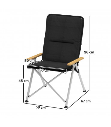 Outsunny Padded Camp Chair Outdoor High Back Folding Recliner with Bag Black