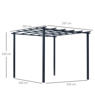 Outsunny 3x3 m Metal Pergola, 300Lx300Wx230H cm-Black