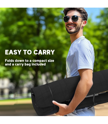 Outsunny Padded Camp Chair Outdoor High Back Folding Recliner with Bag Black