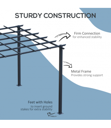 Outsunny 3x3 m Metal Pergola, 300Lx300Wx230H cm-Black