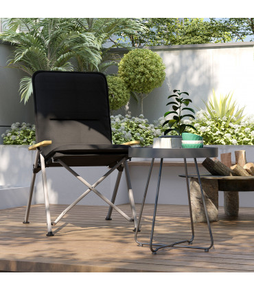 Outsunny Padded Camp Chair Outdoor High Back Folding Recliner with Bag Black