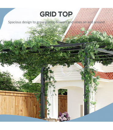 Outsunny 3x3 m Metal Pergola, 300Lx300Wx230H cm-Black